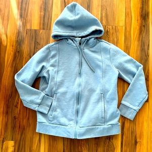Figs On-Shift Full Zip Hoodie in Dusty Blue, size M